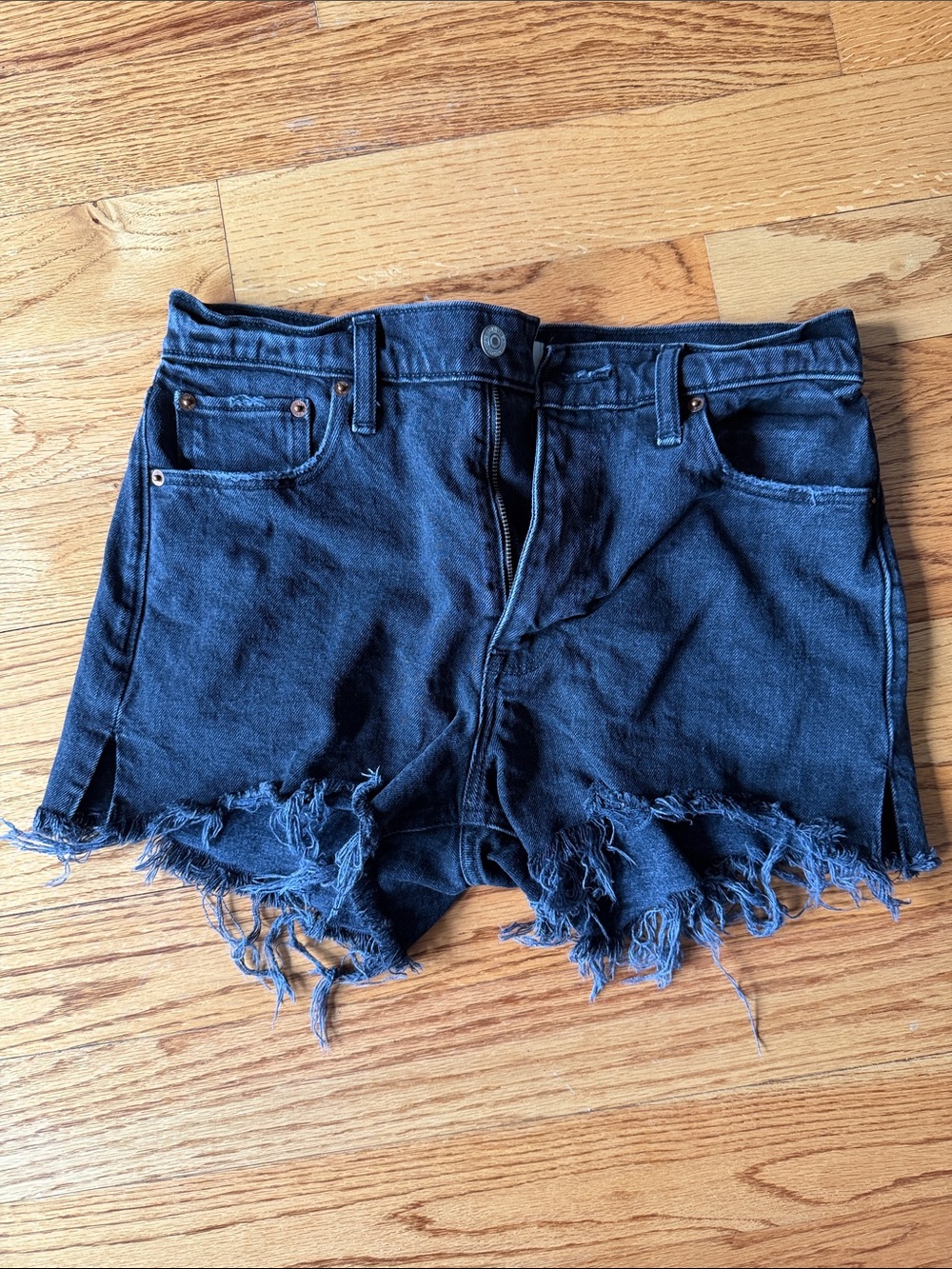 Abercrombie & Fitch Black Distressed Denim Cutoff Shorts